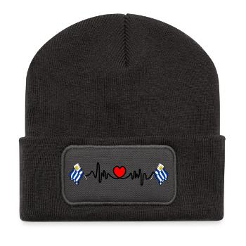 Herzfrequenz-Cardio für Uruguay - Recycelte Patch Beanie - Dunkelgrau - Vorne