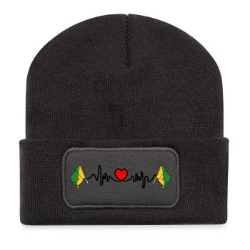 Cardio de fréquence cardiaque pour la Guyane française - Beanie recyclé à patch - charbon - Devant