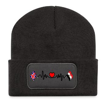 Cardio heart with England flag and Egypt flag - Recycled Patch Beanie - dark grey - Front