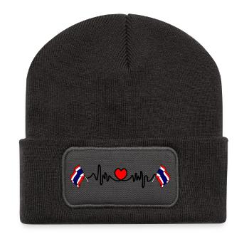 Herzfrequenz-Cardio für Thailand - Recycelte Patch Beanie - Dunkelgrau - Vorne