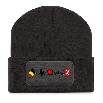 Cardio heart, Drapeau de la Belgique, drapeau du Danemark - Beanie recyclé à patch - charbon - Devant