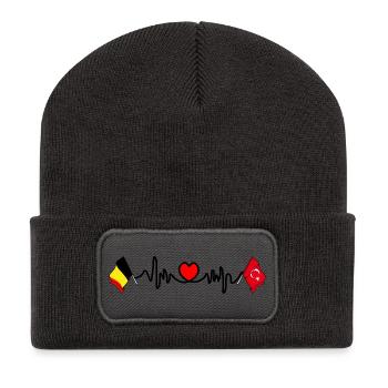 Cardio heart Drapeau Belgique, drapeau Turquie - Beanie recyclé à patch - charbon - Devant