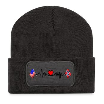 Cardio Herz Flagge USA Norwegen - Recycelte Patch Beanie - Dunkelgrau - Vorne