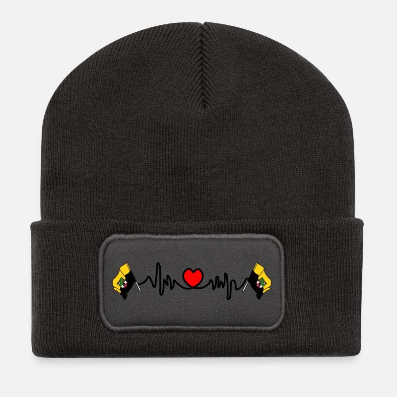 Herzfrequenz Cardio für Sachsen Anhalt - Recycelte Patch Beanie - Dunkelgrau
