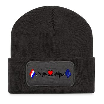 Cardio heart Drapeau Pays-Bas drapeau Europe - Beanie recyclé à patch - charbon - Devant