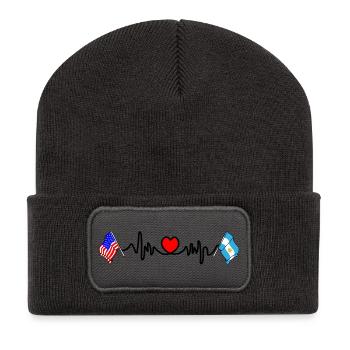 Cardio Heart Flag USA, Argentina - Recycled Patch Beanie - dark grey - Front