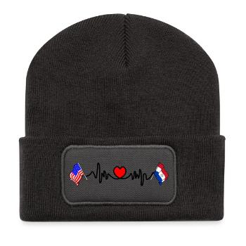 Cardio heart Flag USA, flag Paraguay - Recycled Patch Beanie - dark grey - Front
