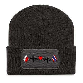 Cardio Heart Flagge Polen, Thailand - Recycelte Patch Beanie - Dunkelgrau - Vorne