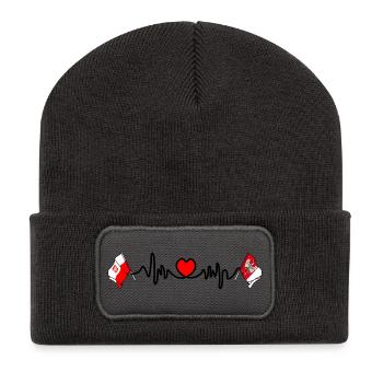 Cardio heart Flag Poland, Greater Poland - Recycled Patch Beanie - dark grey - Front