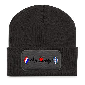 Cardio-Herz mit Flagge Niederlande, Friesland - Recycelte Patch Beanie - Dunkelgrau - Vorne