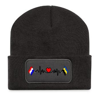 Cardio coeur Drapeau Pays-Bas, drapeau Gueldre - Beanie recyclé à patch - charbon - Devant
