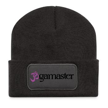 Jogamaster - Typografisches OM (3-Farbig) - Recycelte Patch Beanie - Dunkelgrau - Vorne