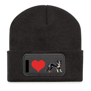 i Love Australian Shepherd - Pet Dog Design - Recycelte Patch Beanie - Dunkelgrau - Vorne