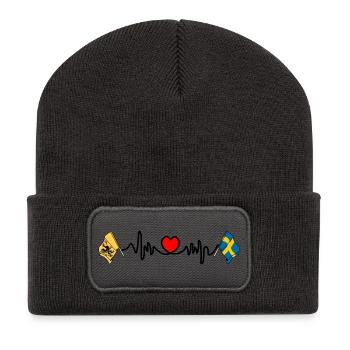 Södermanland & Schweden - Recycelte Patch Beanie - Dunkelgrau - Vorne