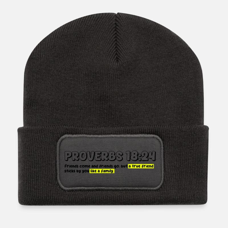 Lebendiges abstraktes christliches Design - Recycelte Patch Beanie - Dunkelgrau