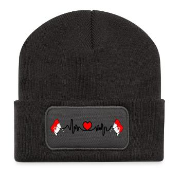 Drapeaux du battement de cœur du Vorarlberg - Beanie recyclé à patch - charbon - Devant