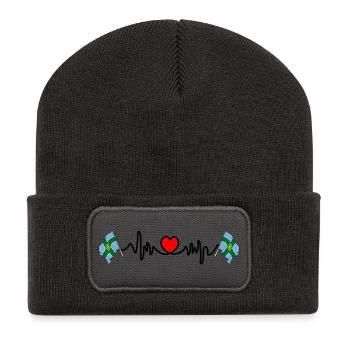 Battement de cœur du Derbyshire - Beanie recyclé à patch - charbon - Devant