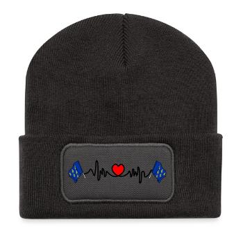 West Sussex flag + heartbeat & heart - Recycled Patch Beanie - dark grey - Front