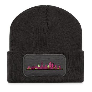 Style de clocher de la ville de Lille City Modern Line Art - Beanie recyclé à patch - charbon - Devant