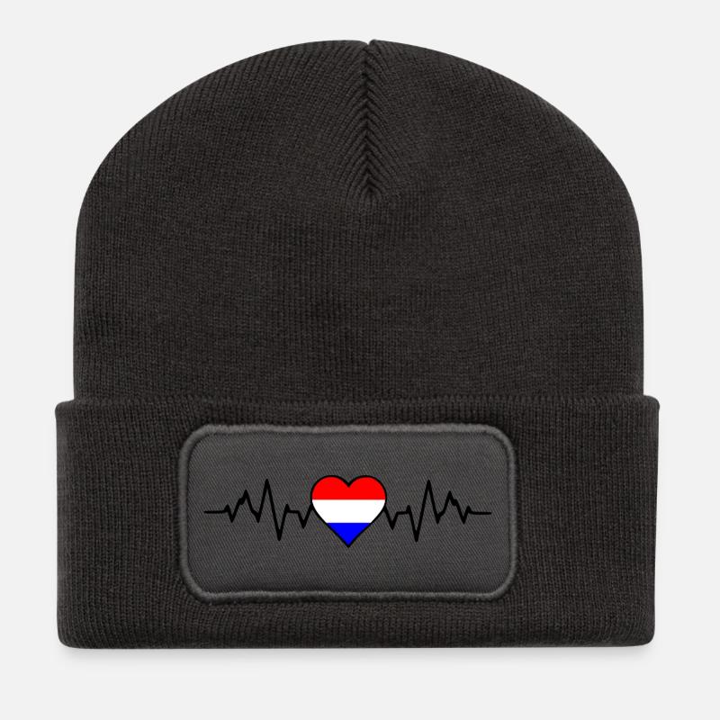 Holland-Herzschlag - Recycelte Patch Beanie - Dunkelgrau