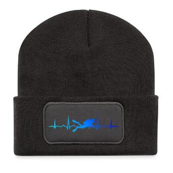 Geschenkidee für einen Freediver mit Gerätetauchen - Recycelte Patch Beanie - Dunkelgrau - Vorne