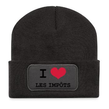 I Love les impôts - Beanie recyclé à patch - charbon - Devant