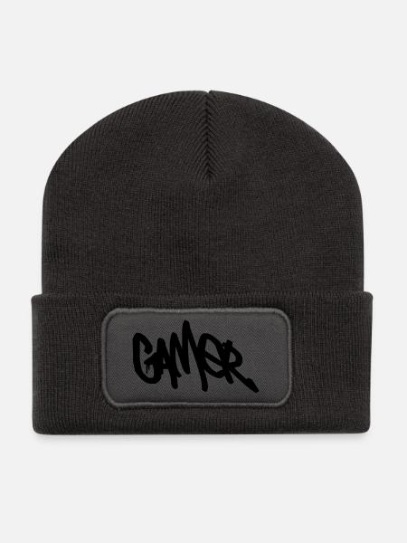 Gamer - Gerecyclede patch beanie - antraciet