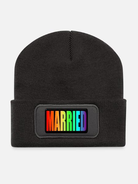 RAINBOW - VERHEIRATET LGBTQ - WEDDING PRIDE - Recycelte Patch Beanie - Dunkelgrau