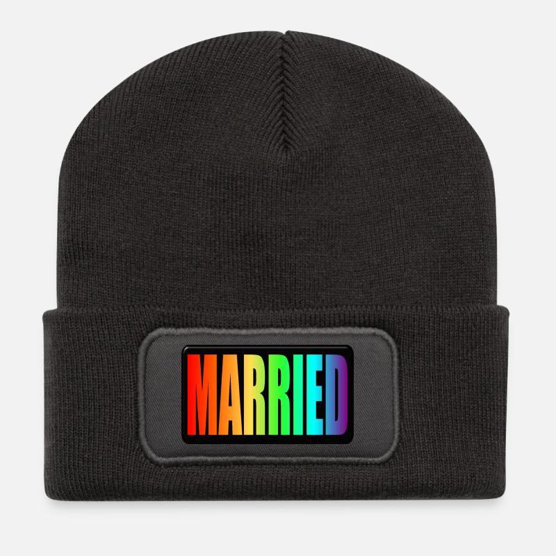 RAINBOW - VERHEIRATET LGBTQ - WEDDING PRIDE - Recycelte Patch Beanie - Dunkelgrau