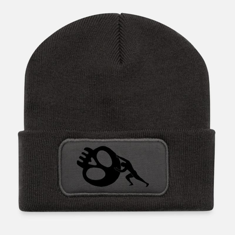 L'homme qui repousse la mort (noir) - Beanie recyclé à patch - charbon