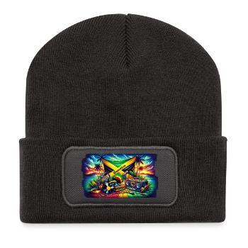 Jamaïque Caraïbes Reggae Musique - Beanie recyclé à patch - charbon - Devant