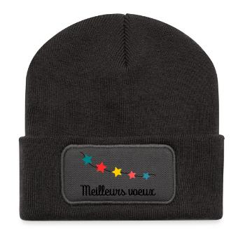 HAPPY NEW YEAR. BONNE ANNEE. MEILLEURS VOEUX - Beanie recyclé à patch - charbon - Devant