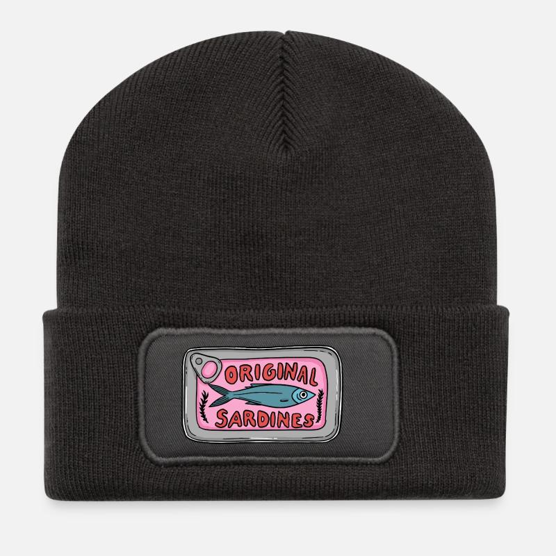 Original Sardines Can Pop Art Design - Recycelte Patch Beanie - Dunkelgrau