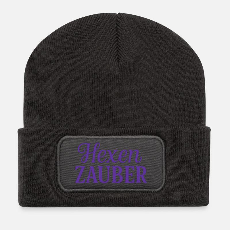 Witches Spell Mystic Print - Recycled Patch Beanie - dark grey