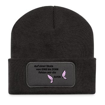 Elfen - Recycelte Patch Beanie - Dunkelgrau - Vorne