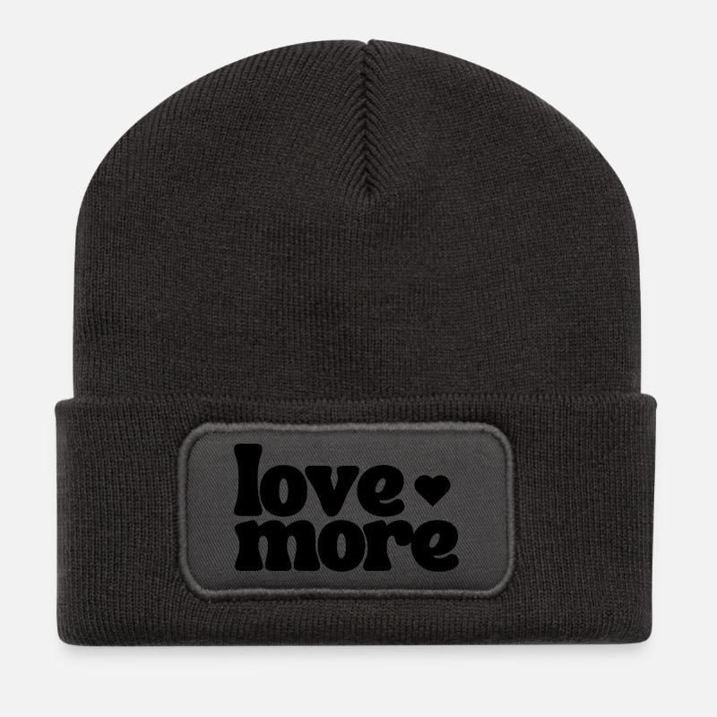 love more - Recycelte Patch Beanie - Dunkelgrau