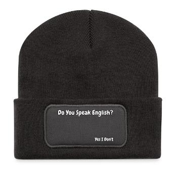 Conception drôle de blagues en anglais - Beanie recyclé à patch - charbon - Devant