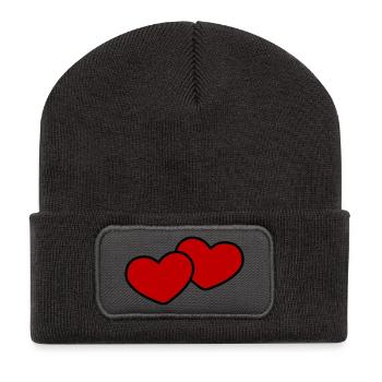 Herzen Paar Ehe - Recycelte Patch Beanie - Dunkelgrau - Vorne