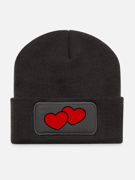 Herzen Paar Ehe - Recycelte Patch Beanie - Dunkelgrau