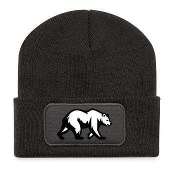 Silhouette of a walking bear, nature symbol - Recycled Patch Beanie - dark grey - Front