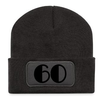 60. 60 JAHRE. 60-JÄHRIGES JUBILÄUM. 60. GEBURTSTAG. - Recycelte Patch Beanie - Dunkelgrau - Vorne