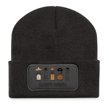 Celebrate Diversity – Lustiges Bar Humor Design - Recycelte Patch Beanie - Dunkelgrau - Vorne
