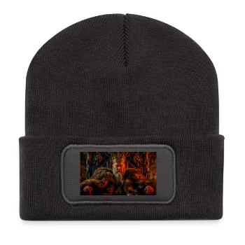 Le vieux Beowulf règne comme une saga nordique du roi sage - Beanie recyclé à patch - charbon - Devant
