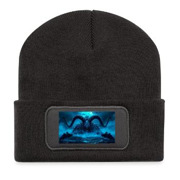 Beowulf Grendels Mutter erhebt sich aus dem Dunklen See - Recycelte Patch Beanie - Dunkelgrau - Vorne