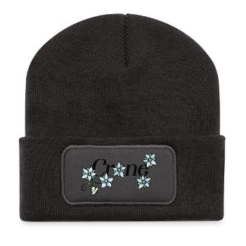 Azure Bloom Vine - Recycelte Patch Beanie - Dunkelgrau - Vorne