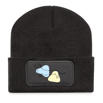 Line Art Dachshund pastel - Recycled Patch Beanie - dark grey - Front
