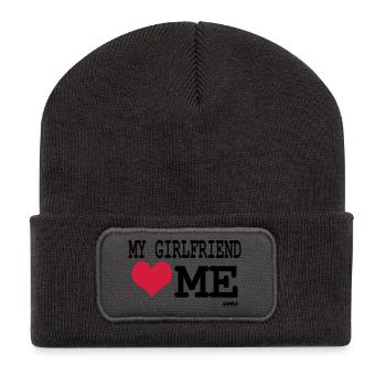 my girlfriend loves me by wam - Recycelte Patch Beanie - Dunkelgrau - Vorne