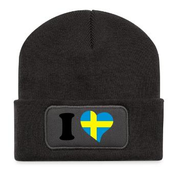 I love Sweden - Recycled Patch Beanie - dark grey - Front