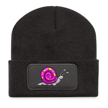 Schnecke Comic - Recycelte Patch Beanie - Dunkelgrau - Vorne