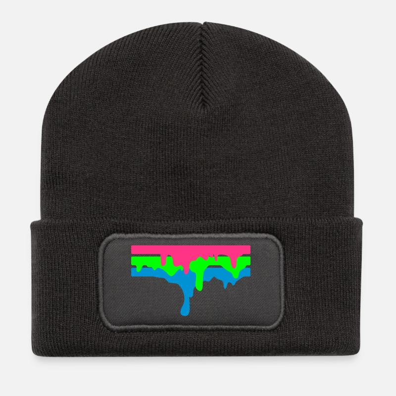 100% Graffiti Color DRIPS - Recycled Patch Beanie - dark grey